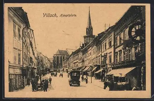 AK Villach, Hauptplatz mit Geschäften