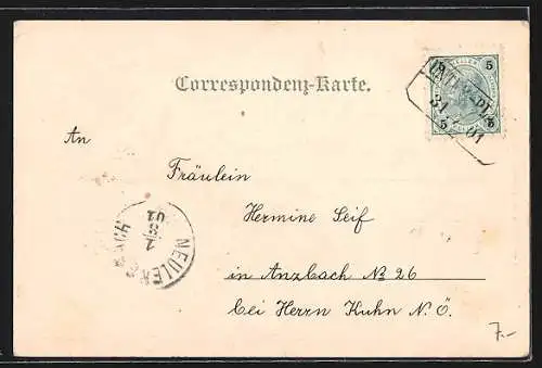 Künstler-AK Schönberg am Kamp, Oberplank, Teilansicht mit Brücke
