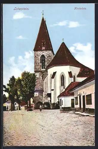 AK Losenstein, Kirchenplatz mit Kirche