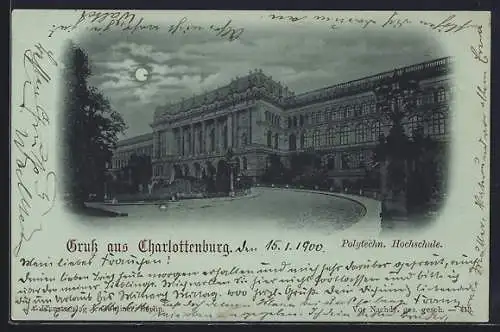Mondschein-AK Berlin-Charlottenburg, Polytechnische Hochschule
