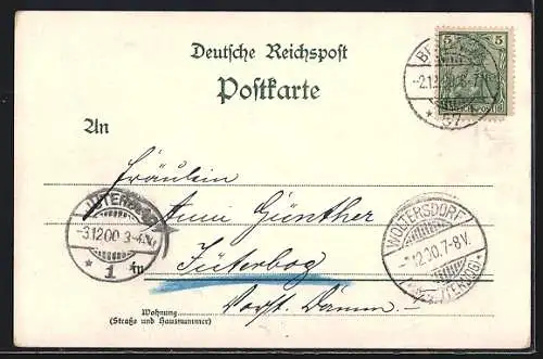 Lithographie Berlin, Reichstagsgebäude, Polizist u. Schusterjunge