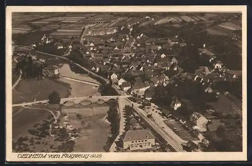 AK Oedheim, Ortsansicht vom Flugzeug aus