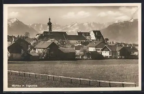 AK Murnau / Obb., Teilansicht mit Zugspitze