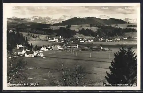 AK Röthenbach / Allgäu, Gesamtansicht mit Umgebung und Alpen aus der Vogelschau