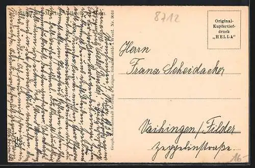 AK Volkach a. M., Institut St. Maria, Fontäne am Eingang