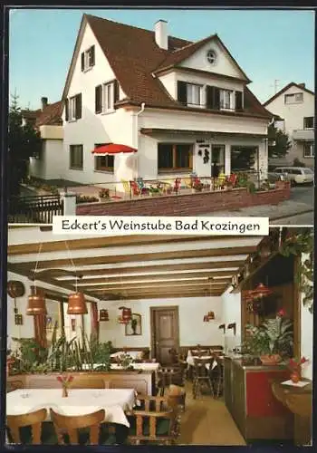 AK Bad Krozingen, Gasthaus Eckert`s Weinstube mit Innenansicht, Mittelstrasse 2