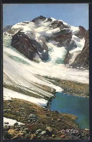 Künstler-AK Photochromie Nr. 3793: Piz Bernina, Teilansicht im Schnee