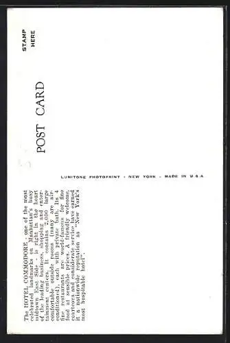 AK New York, NY, the Hotel Commodore