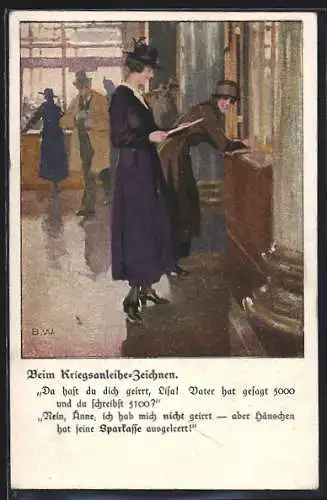 Künstler-AK Brynolf Wennerberg: Beim Kriegsanleihe-Zeichnen