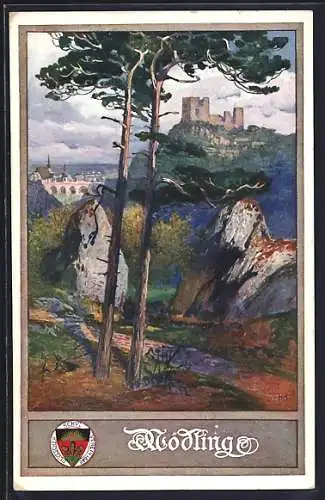 AK Deutscher Schulverein Nr.: Mödling, Panorama mit Ort und Ruine, Deutscher Schulverein Nr. 171