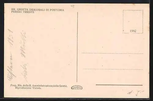 AK Trieste, Grotte demaniali di postumia, L`Ufficio delle RR Poste nelle Grotte, Höhle