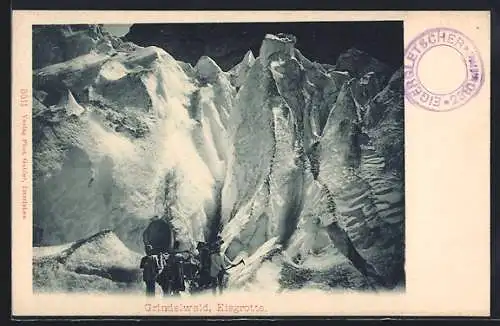 AK Grindelwald, Eisgrotte mit Bergsteigern