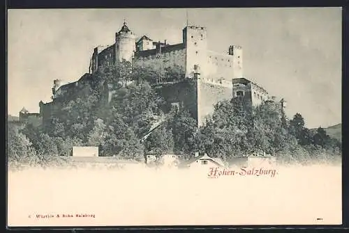 AK Blick zur Festung Hohen-Salzburg