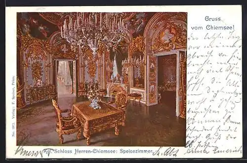 AK Chiemsee, Kgl. Schloss Herren-Chiemsee, Speisezimmer