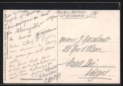 Künstler-AK Heinrich Hoffmann: Festung Ehrenbreitenstein und Raddampfer