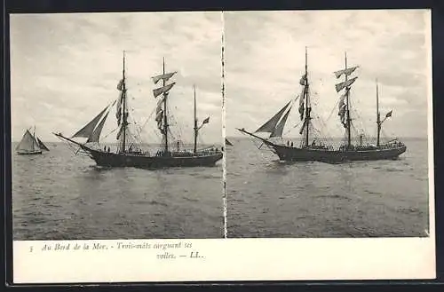 Stereo-AK Au Bord de la Mer, Trois-mâts carguant ses voiles