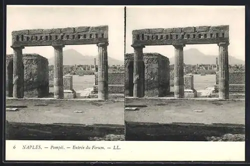 Stereo-AK Naples, Pompéi, Entrée du Forum