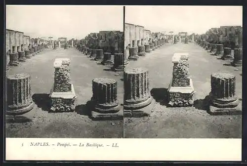Stereo-AK Naples, Pompei, La Basilique