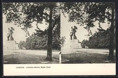 Stereo-AK Londres, Statue d`Achille dans le Hyde Park