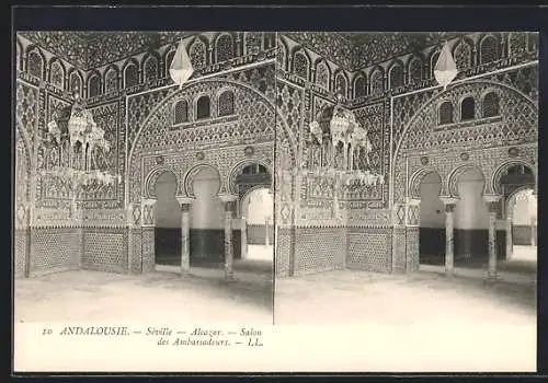 Stereo-AK Séville /Andalousie, Alcazar, Salon des Ambassadeurs