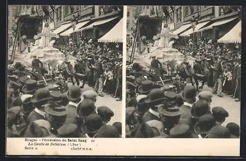 Stereo-AK Bruges, Procession du Saint Sang, La Grotte de Bethléem (Char)