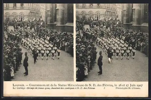 Stereo-AK Louvain, Couronnement de la Statue Miraculeuse de N. D. des Fièvres 1907