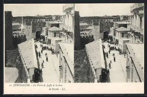 Stereo-AK Jerusalem, La Porte de Jaffa et la Rue de David
