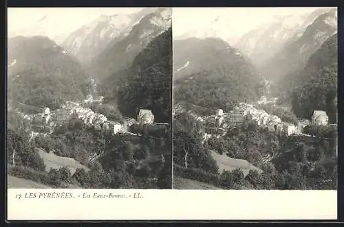 Stereo-AK Les Eaux-Bonnes /Les Pyrénées, Vue Générale
