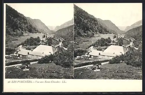 Stereo-AK Eaux-Chaudes /Les Pyrénées, Vue Générale