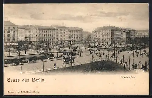 AK Berlin-Kreuzberg, Oranienplatz mit Brücke aus der Vogelschau