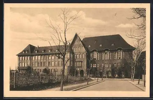 AK Berlin-Steglitz, Augusta-Viktoria-Schule, Frontansicht mit Strasse