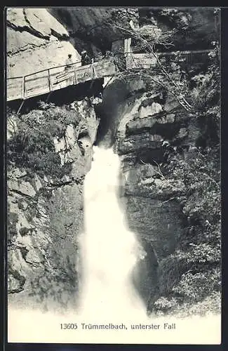 AK Trümmelbach, unterster Wasserfall