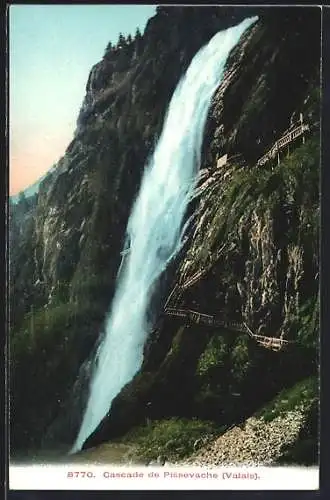 AK Cascade de Pissevache, Blick zum Wasserfall