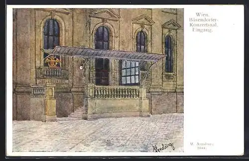 Künstler-AK Wien, Bösendorfer Konzertsaal, Eingang