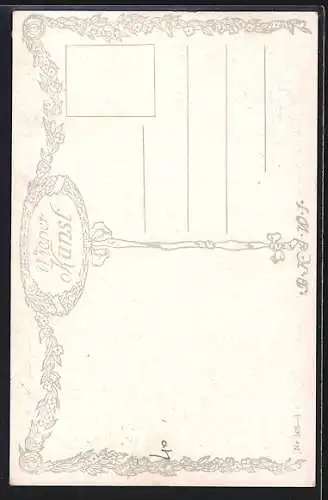 Künstler-AK Brüder Kohn (B.K.W.I) Nr. 505-1: Mann spielt Gitarre, Du liegst mir im Herzen..., Lied mit Noten