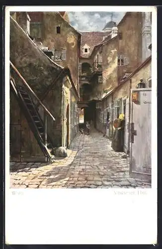 Künstler-AK Wien I, Blick in einen Altwiener Hof