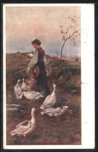 Künstler-AK Brüder Kohn (B.K.W.I) Nr. 1148: Gänsemädchen