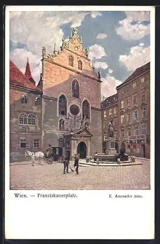 Künstler-AK Wien I, Partie auf dem Franziskanerplatz