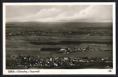 AK Kitzingen, Blick vom Schwanberg auf Rödelsee, Fröhstockheim, Hoheim u. Kitzingen