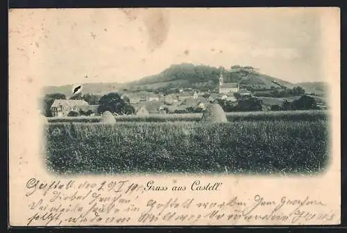 AK Castell, Panoramablick vom Berg