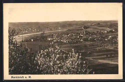 AK Marktsteft a. Main, Ortsansicht mit Main aus der Vogelschau