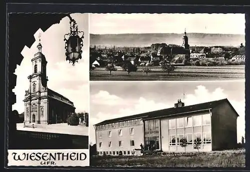 AK Wiesentheid /Ufr., Schülerheim, Kirche, Ortsansicht