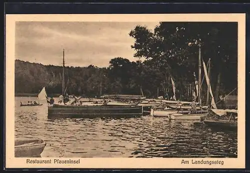 AK Berlin-Wannsee, Restaurant Pfaueninsel und Landungssteg