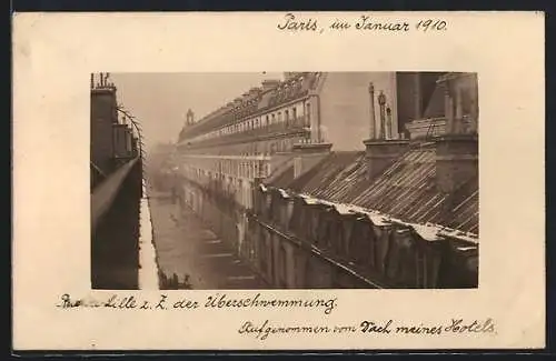 Foto-AK Paris, Hochwasser Januar 1910, Rue de Lille