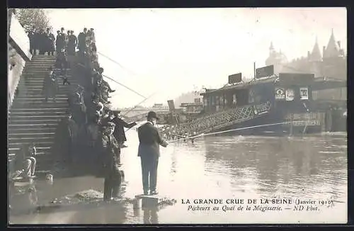 AK Paris, Inondations Janvier 1910, Quai de la Mégisserie