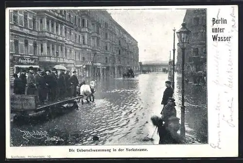 AK Berlin-Kreuzberg, Überschwemmung in der Yorkstrasse