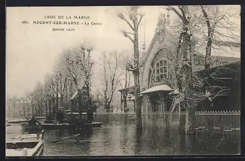 AK Nogent-sur-Marne, Crue de la Marne Janvier 1910, Le Casino