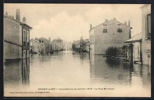 AK Choisy-le-Roi, Inondations Janvier 1910, La Rue Mirabeau