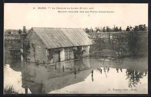 AK Blois, Inondations Octobre 1907, Maison Rue des Ponts Chartrains