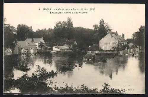 AK Blois, Inondations Octobre 1907, Levee des Ponts Chartrains